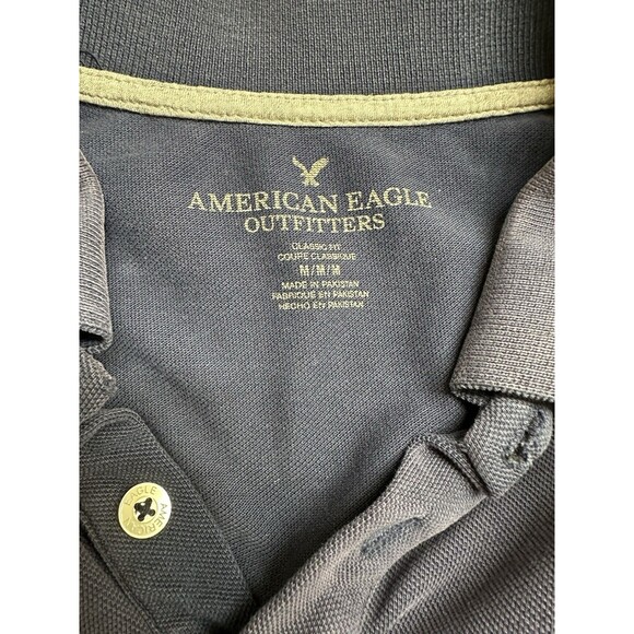 American Eagle Men's M Navy Classic Fit Short Sleeve Polo Shirt 100% Cotton - Picture 5 of 6